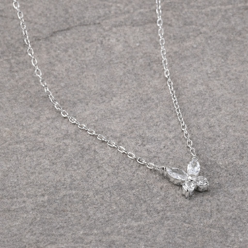 Tarnish Resistant Zirconia Butterfly Necklace