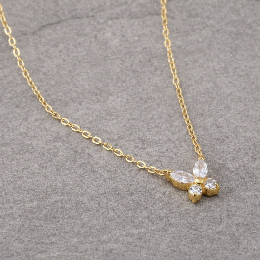 Tarnish Resistant Zirconia Butterfly Necklace