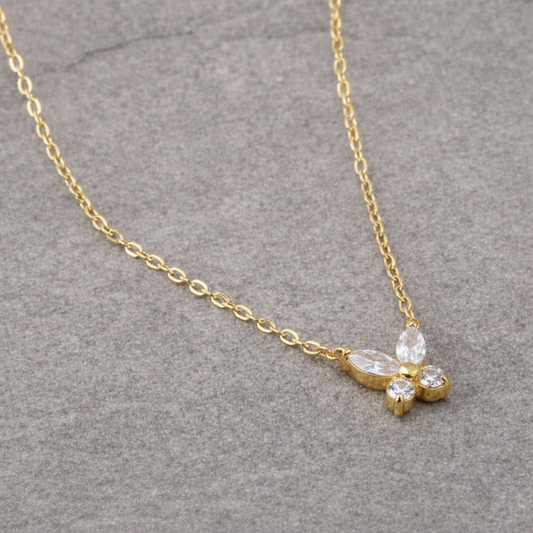 Tarnish Resistant Zirconia Butterfly Necklace