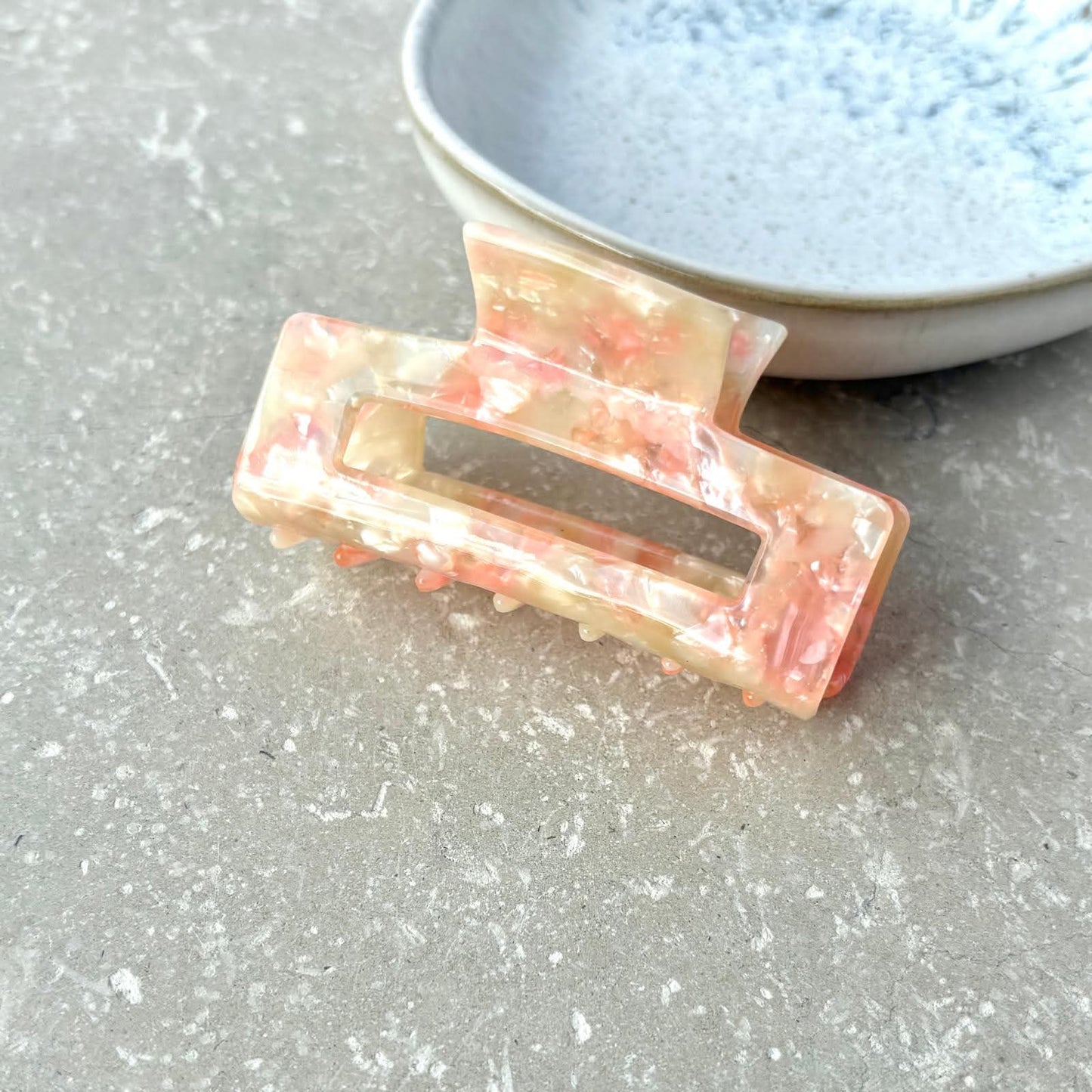 Small Peach Rectangular Claw Clip