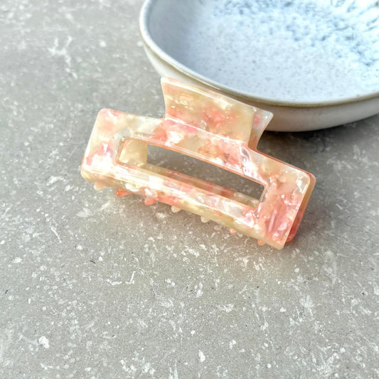 Small Peach Rectangular Claw Clip