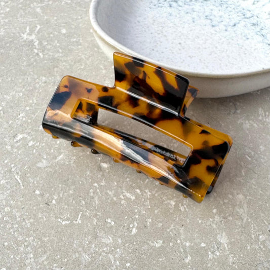 Small Tortoise Shell Rectangular Claw Clip