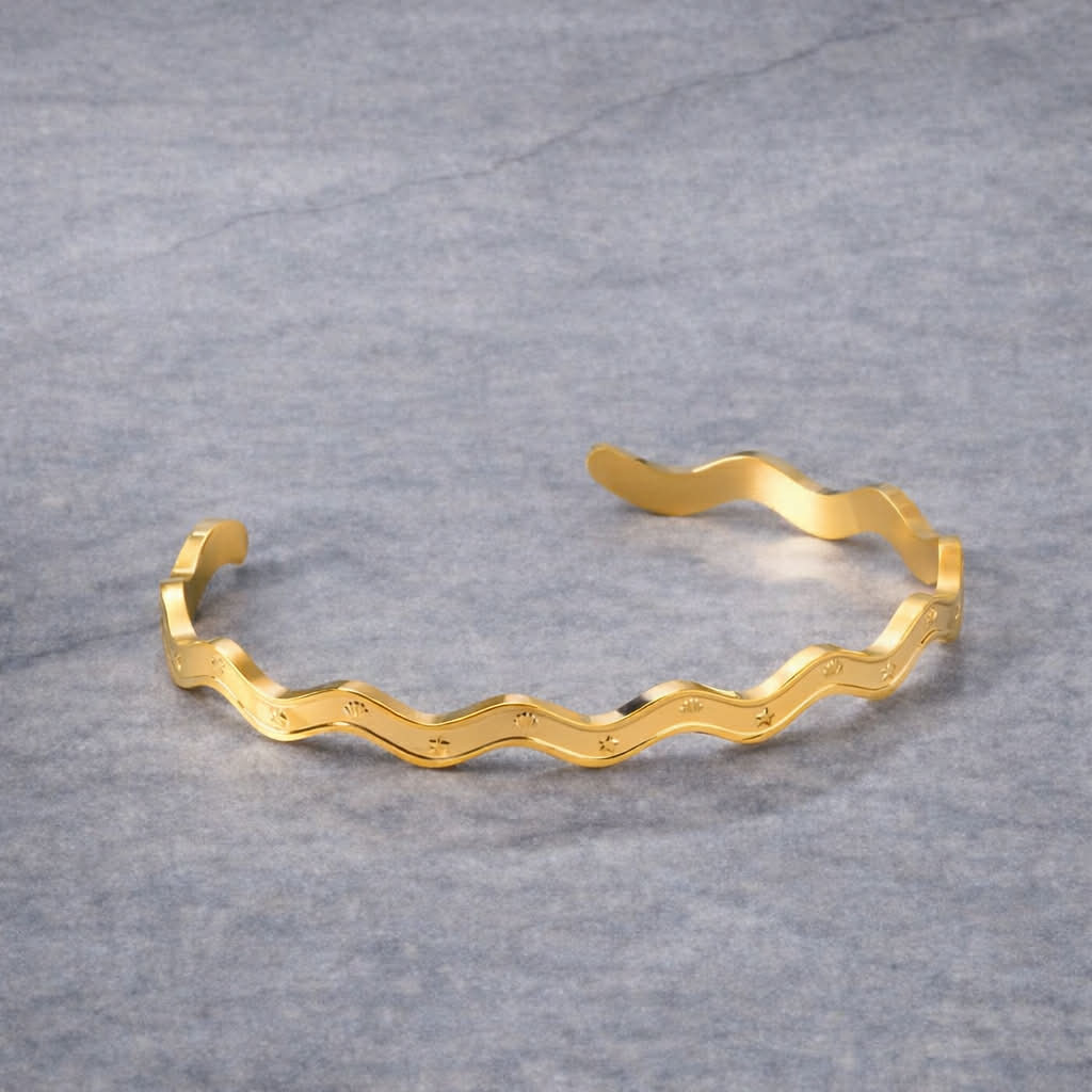Tarnish Resistant Wavy Celestial Bangle