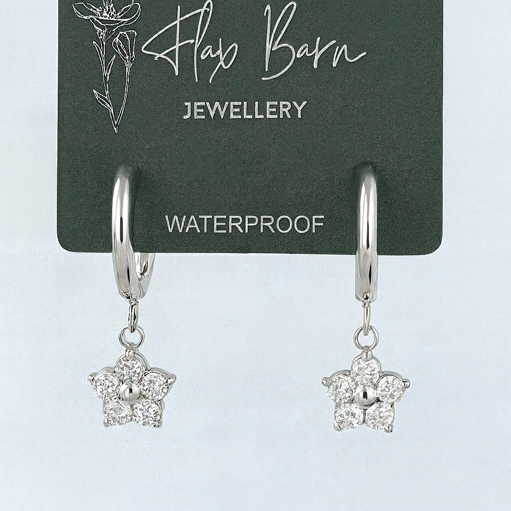 Tarnish Resistant Flower Zirconia Huggies