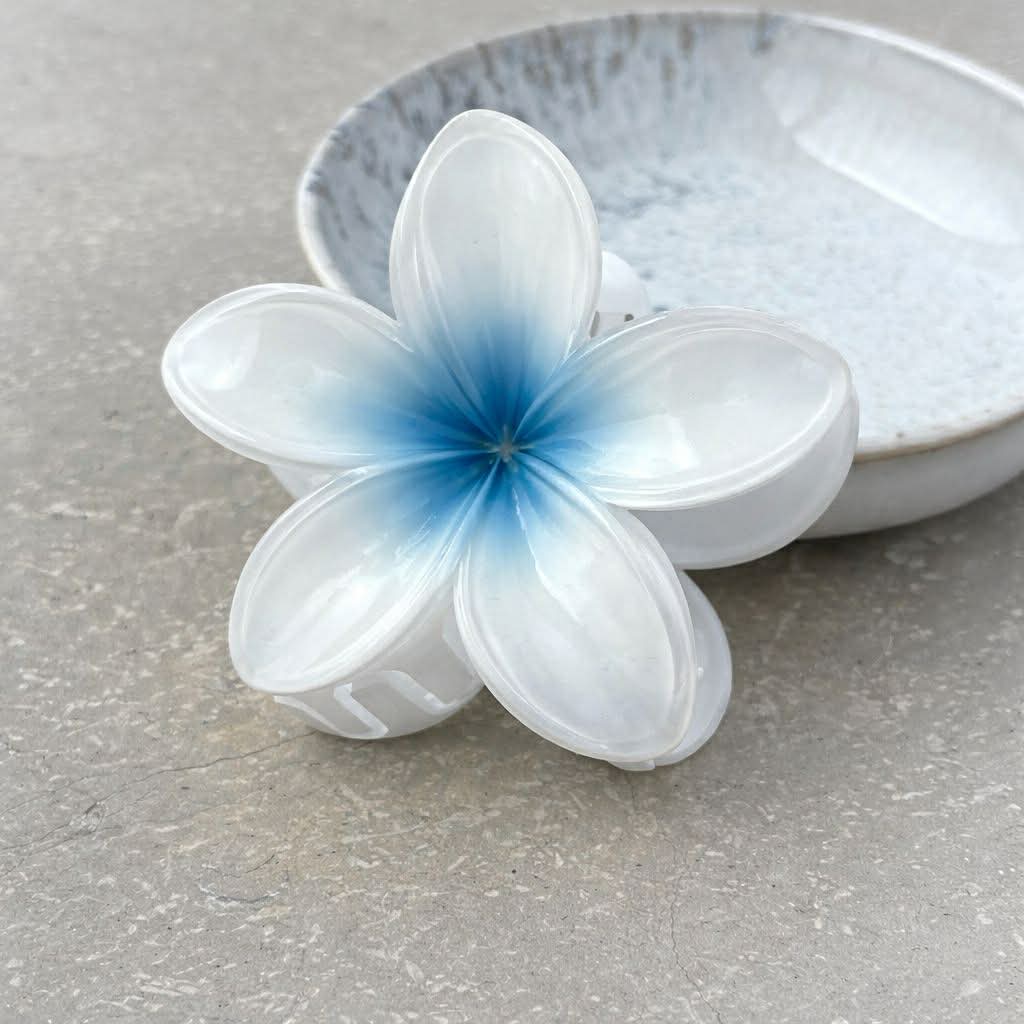 White and Blue Flower Claw Clamp