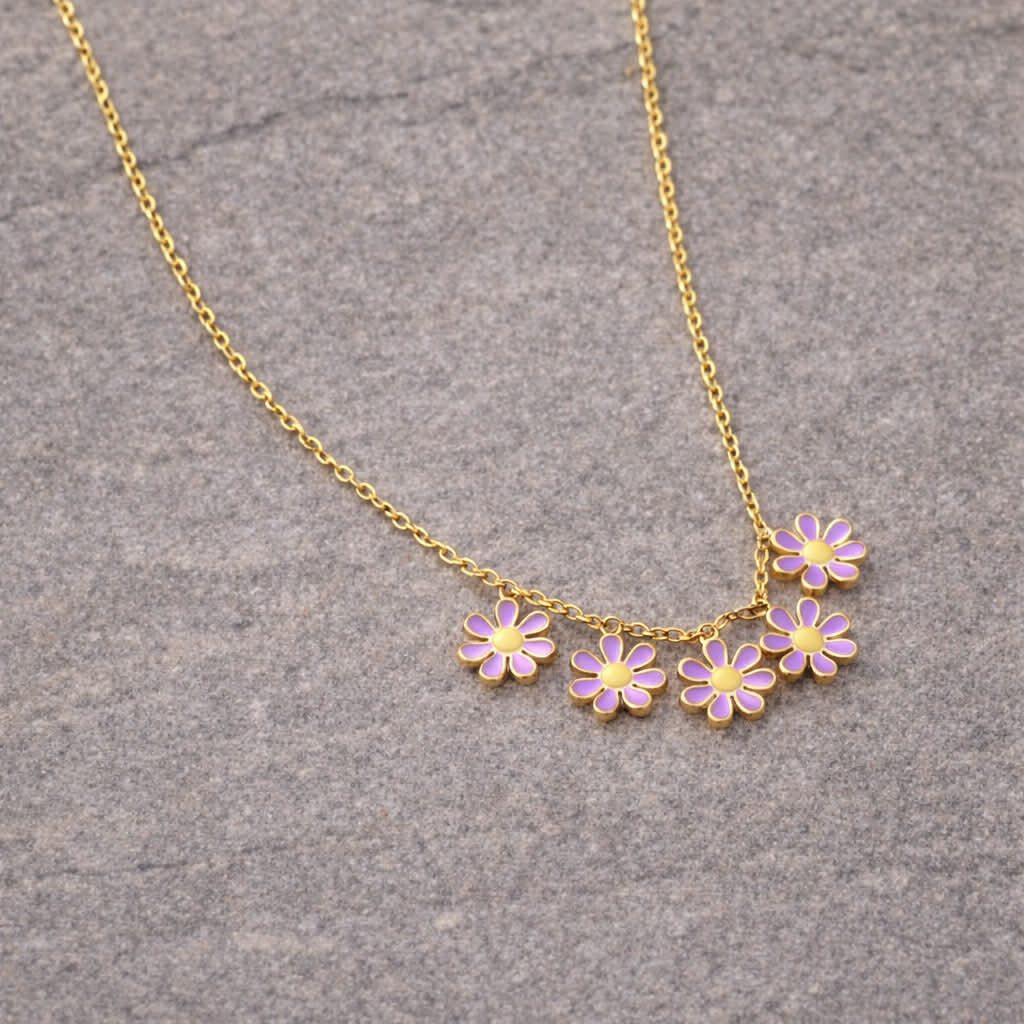 Tarnish Resistant Enamel Flower Necklace