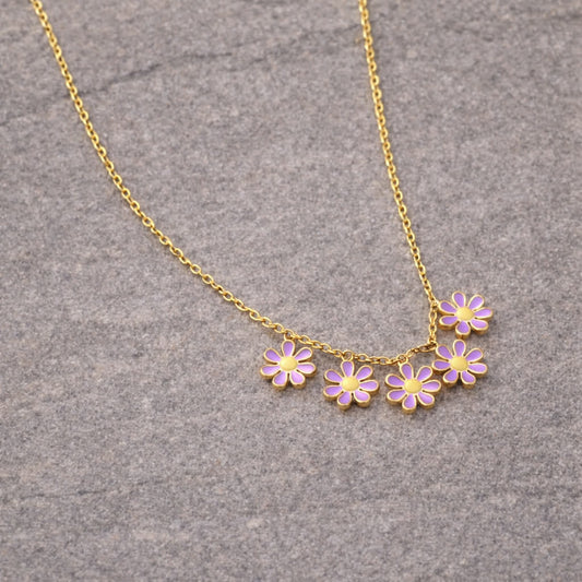 Tarnish Resistant Enamel Flower Necklace