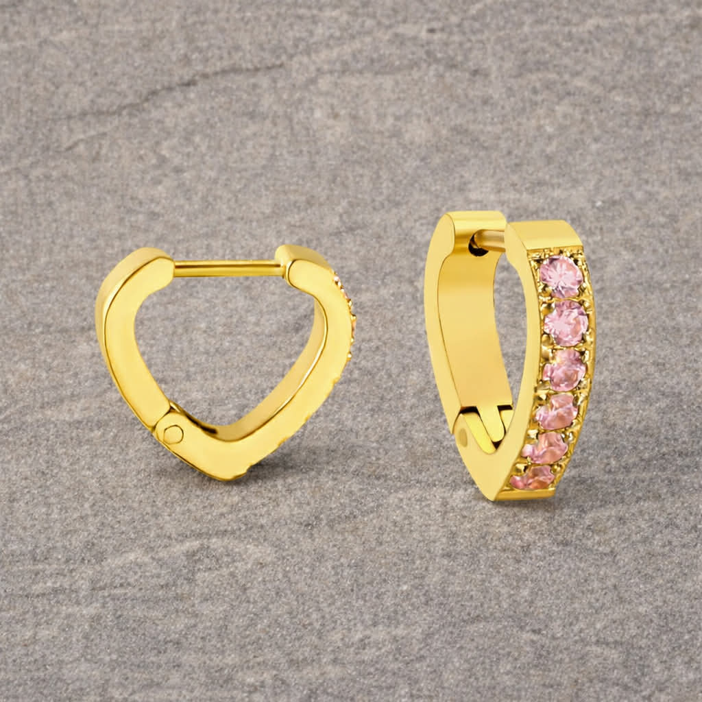 Tarnish Resistant Heart Shaped Zirconia Huggies