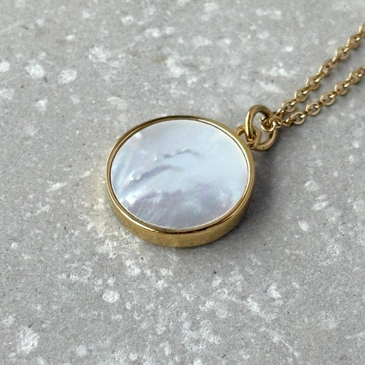 Tarnish Resistant Moon and Star Pearlescent Necklace