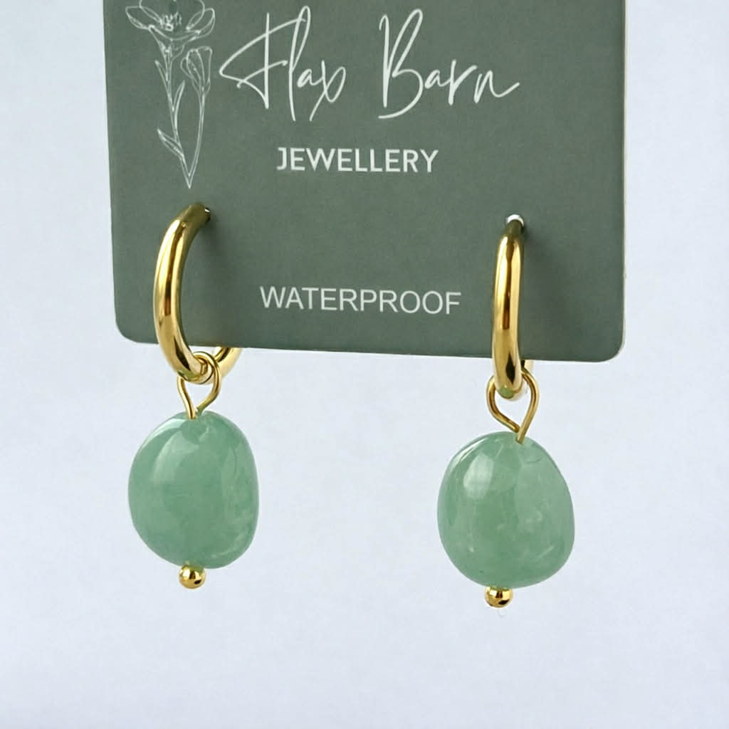 Tarnish Resistant Gemstone Drop Huggies