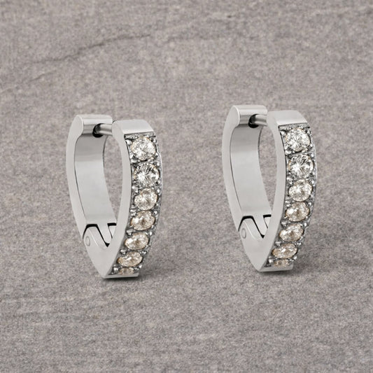 Tarnish Resistant Heart Shaped Zirconia Huggies