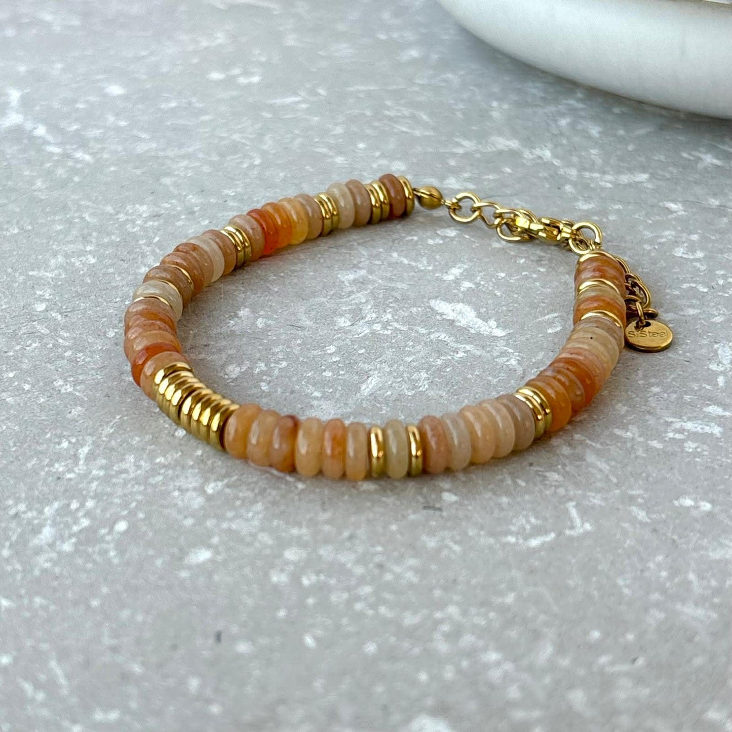 Tarnish Resistant Stone And Gold Beaded Bracelet