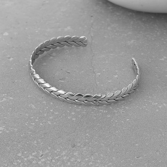 Tarnish Resistant Plaited Open Bangle