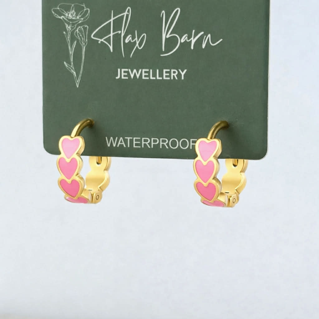 Tarnish Resistant Enamel Heart Huggies