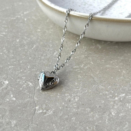 Tarnish Resistant Heart Locket Necklace