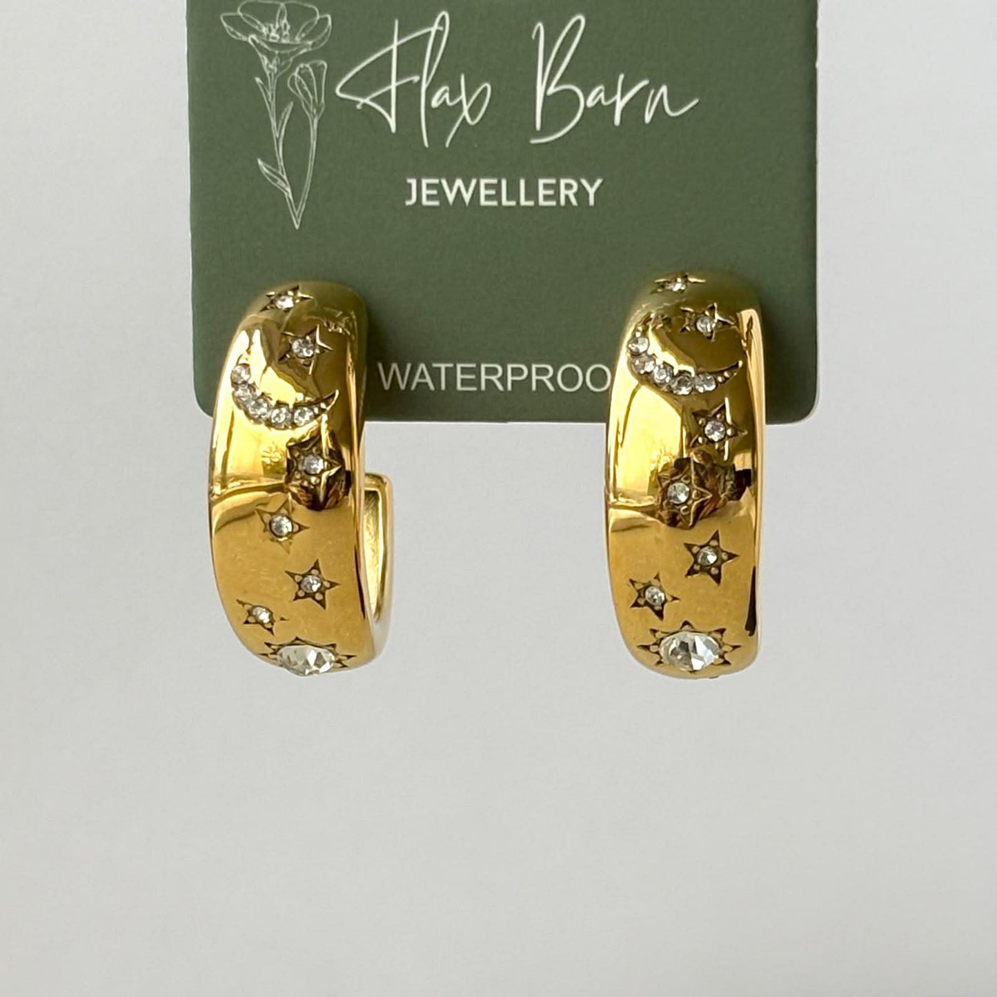 Tarnish Resistant Crescent Star And Moon Studs