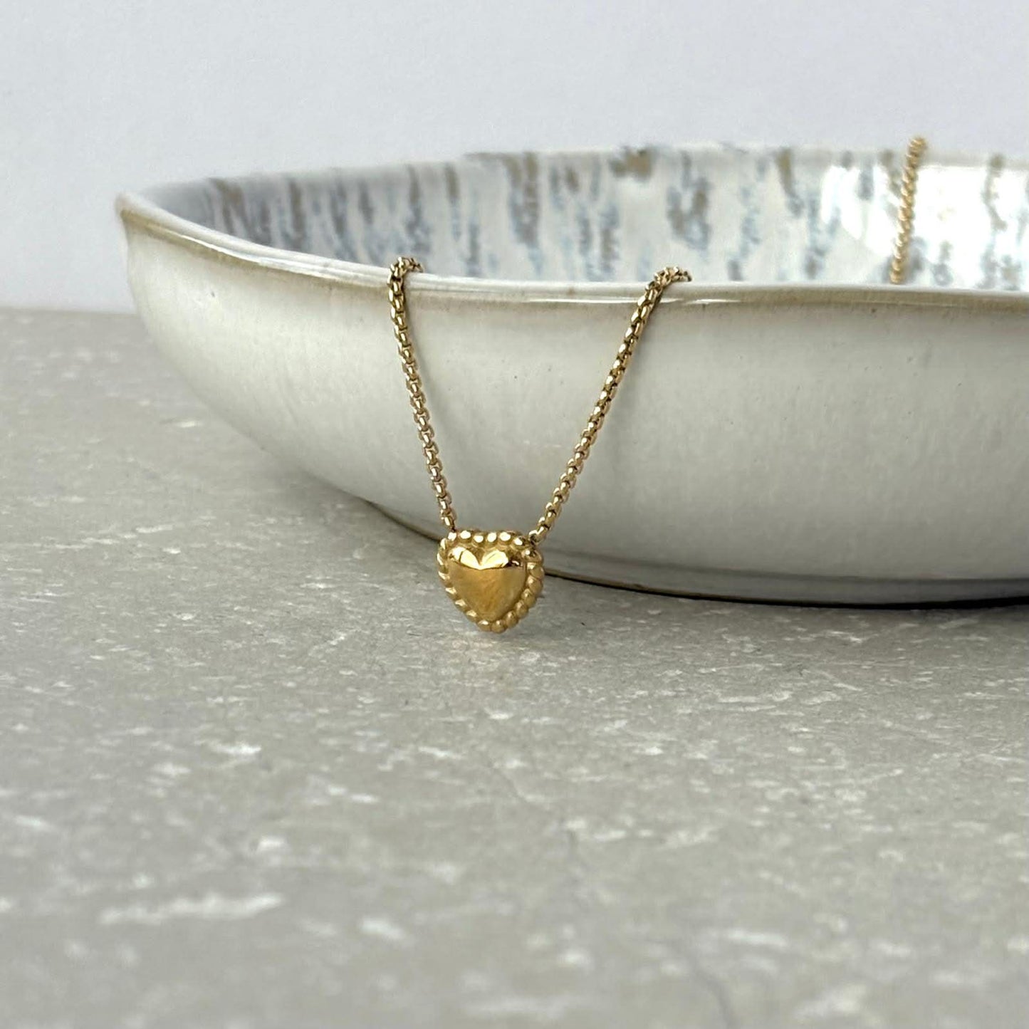 Tarnish Resistant Piped Heart Necklace
