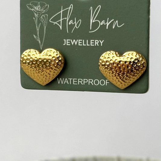 Tarnish Resistant Dimpled Heart Studs