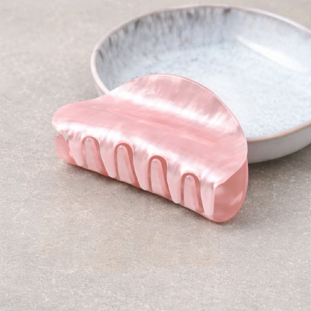 Small Pink Pearlescent Arc Claw Clip