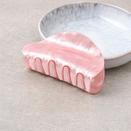 Small Pink Pearlescent Arc Claw Clip