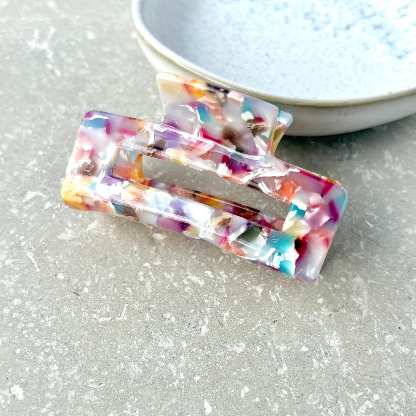 Small Multicolour Rectangular Claw Clip