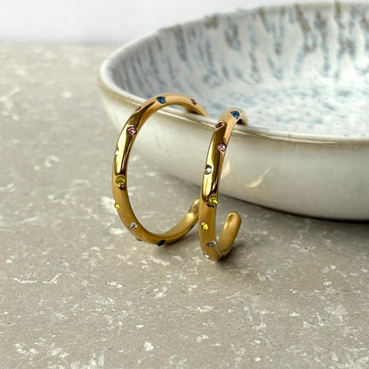 Tarnish Resistant Multi Colour Zirconia Hoop Studs