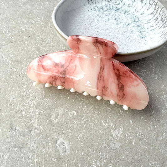 Pink Marble Claw Clip