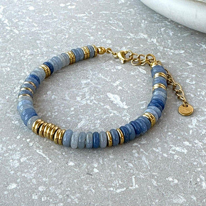 Tarnish Resistant Stone And Gold Beaded Bracelet