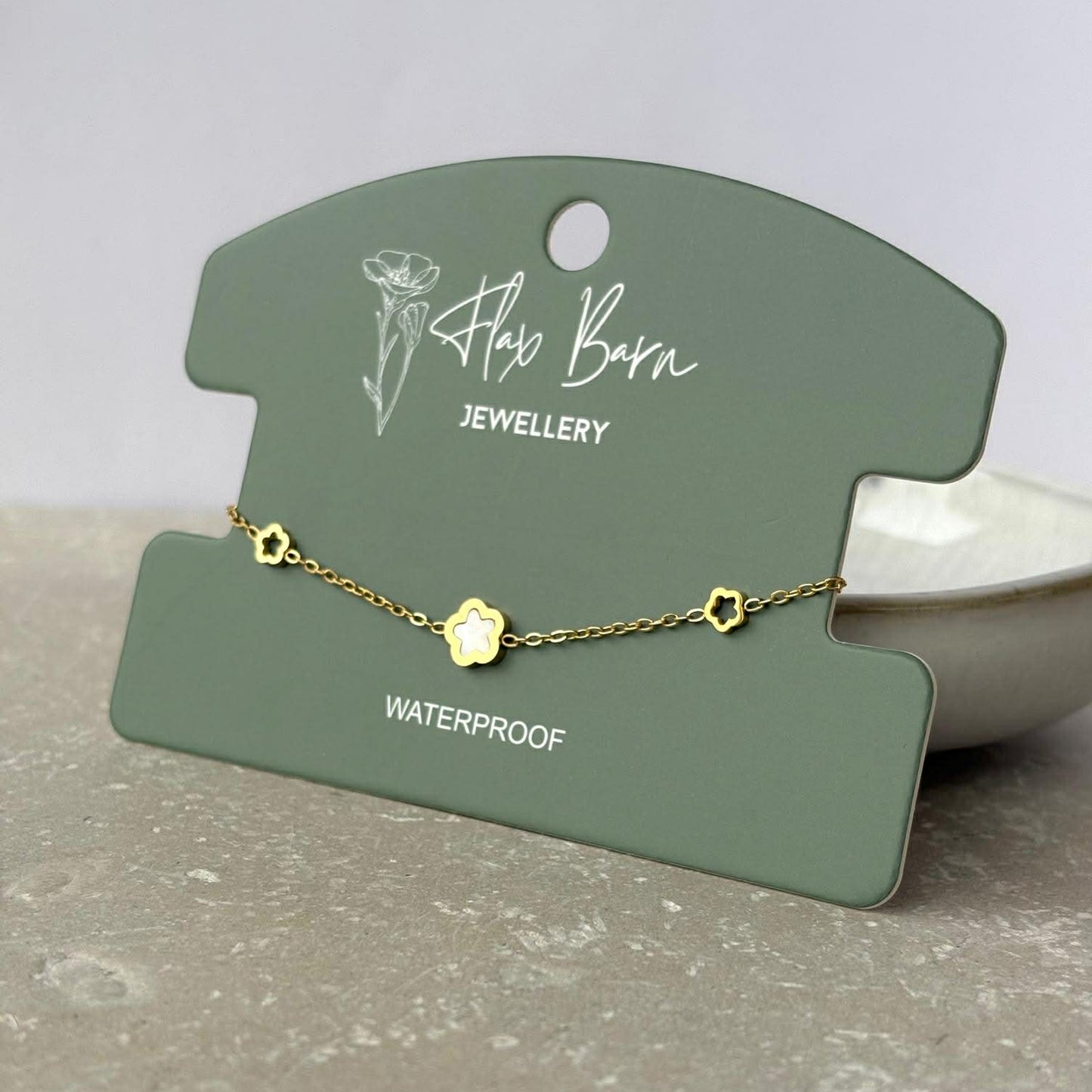 Tarnish Resistant Pearlescent Flower Bracelet