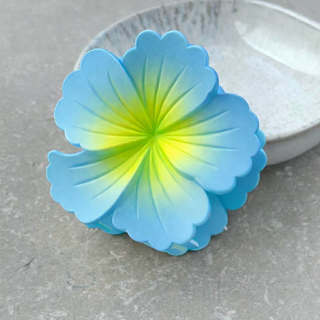 Blue and Yellow Ombre Flower Claw Clamp