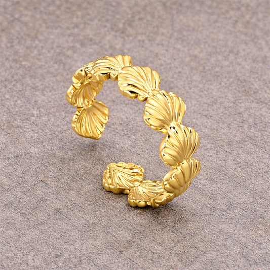 Tarnish Resistant Shell Band Open Ring