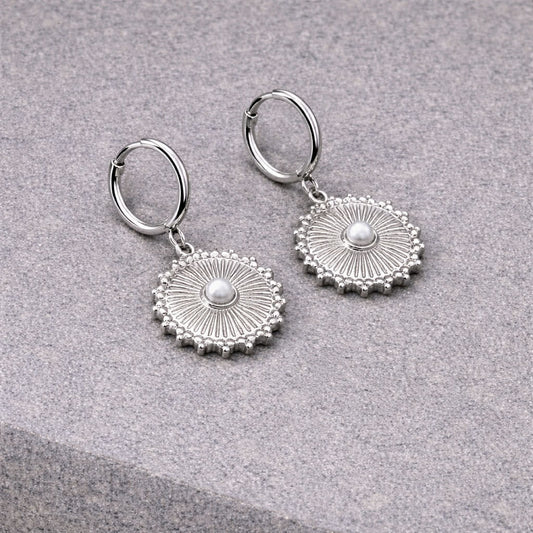 Tarnish Resistant Mandala Huggies