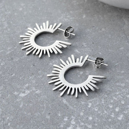 Tarnish Resistant Sunburst Stud Earrings