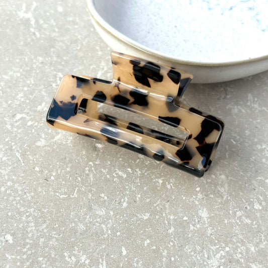 Small Light Tortoise Shell Rectangular Claw Clip