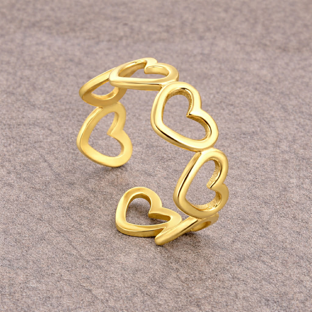 Tarnish Resistant Hollow Heart Open Ring
