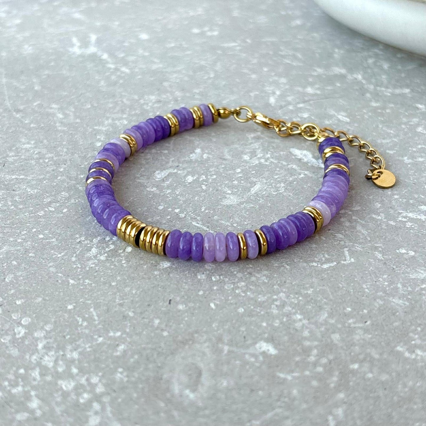 Tarnish Resistant Stone And Gold Beaded Bracelet