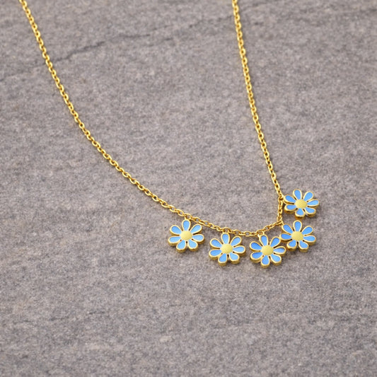 Tarnish Resistant Enamel Flower Necklace
