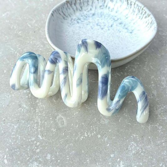 Blue Marble Wavy Claw Clamp