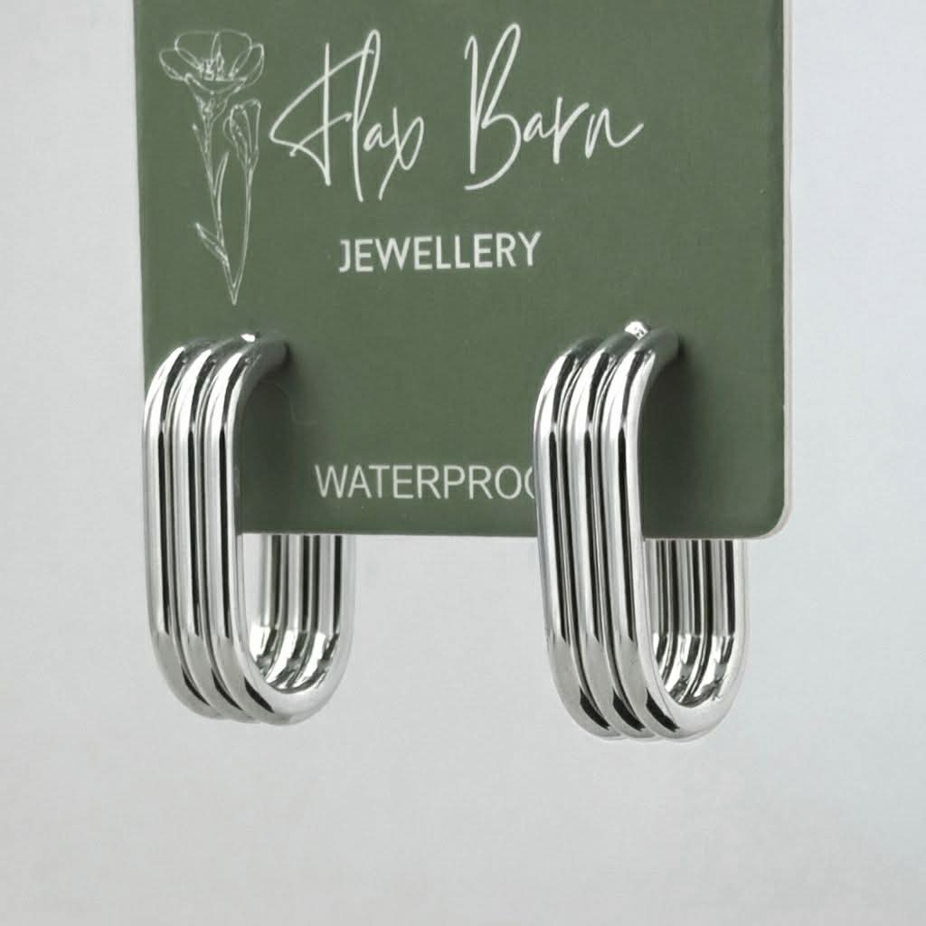 Tarnish Resistant Trio Elongated Hoop Studs