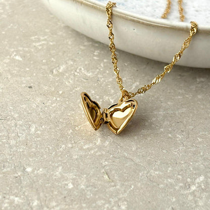 Tarnish Resistant Heart Locket Necklace