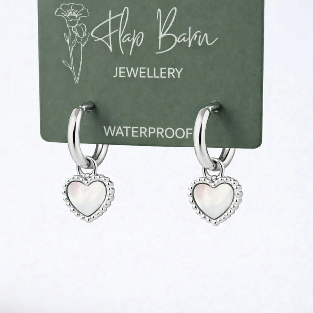 Tarnish Resistant Pearlescent Heart Huggies