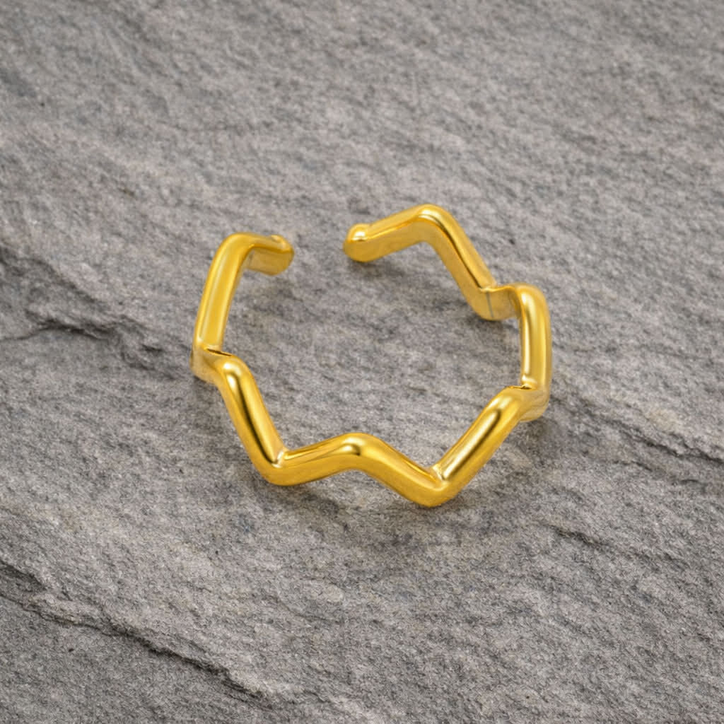 Tarnish Resistant Wavy Band Open Ring