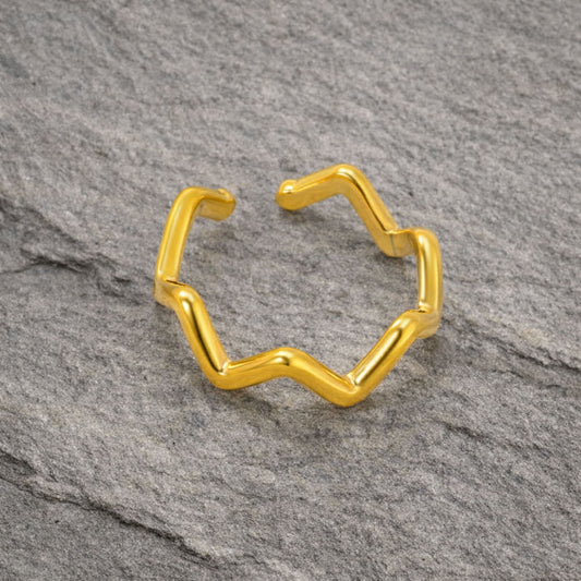 Tarnish Resistant Wavy Band Open Ring