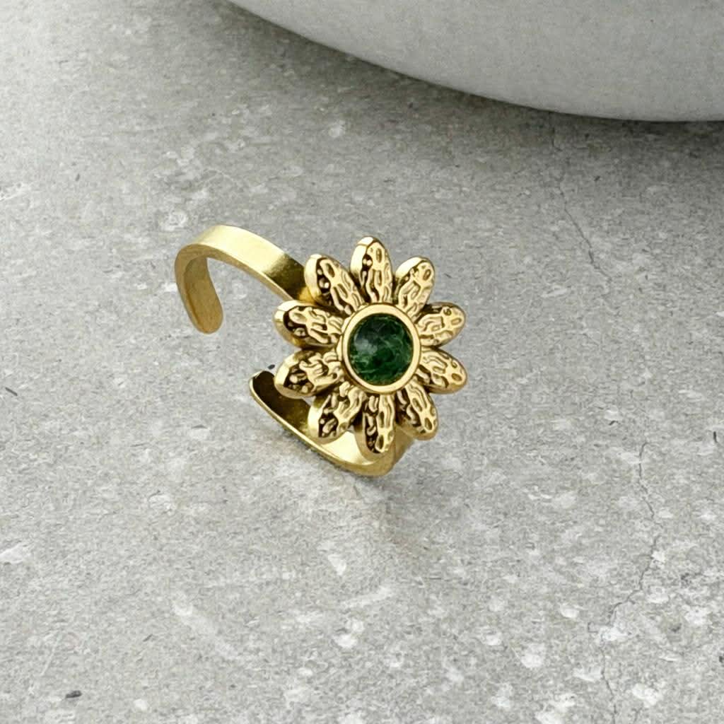 Tarnish Resistant Flower Open Band Ring