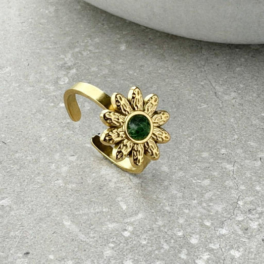 Tarnish Resistant Flower Open Band Ring