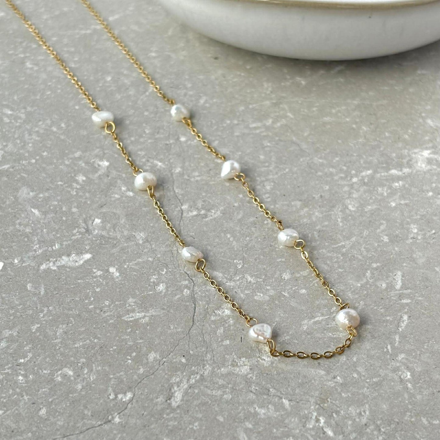 Tarnish Resistant Freshwater Pearl Chain Necklace