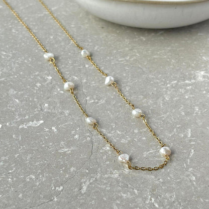 Tarnish Resistant Freshwater Pearl Chain Necklace