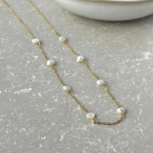 Tarnish Resistant Freshwater Pearl Chain Necklace