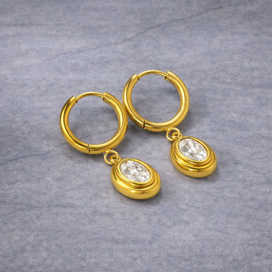 Tarnish Resistant Oval Zirconia Huggies