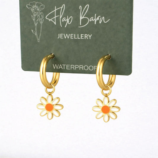 Tarnish Resistant Enamel Flower Huggies